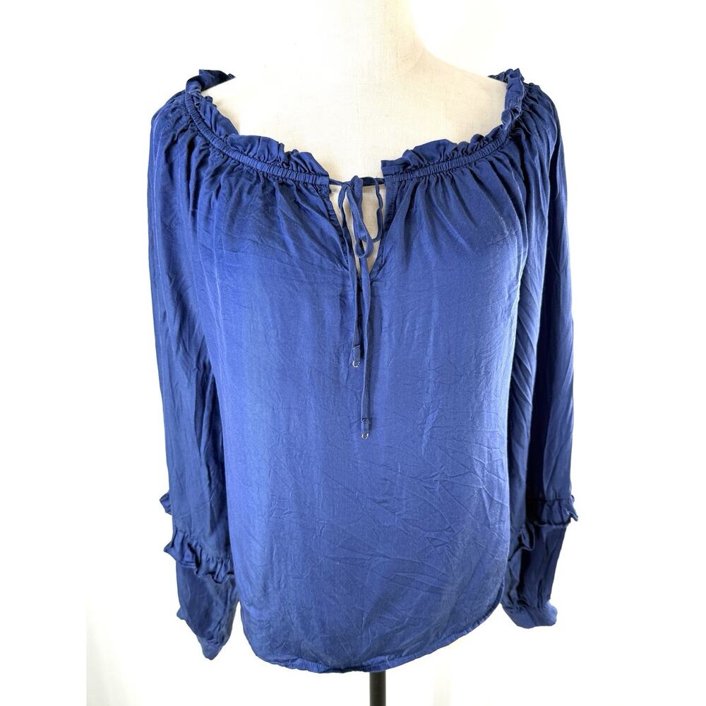 Hale Bob Indre Blouse Top Small Silk Blend Long Sleeve